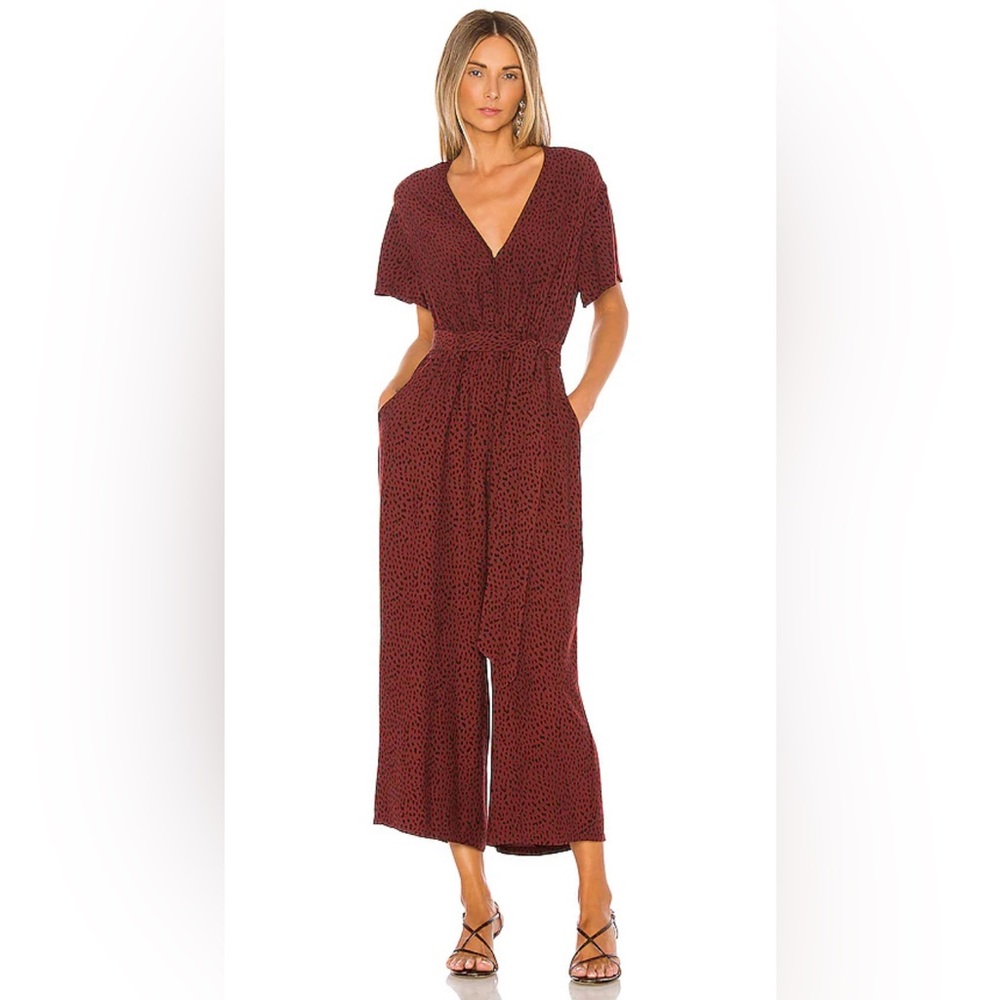 Rails Jet Jumpsuit Burgundy Rust Polka Dot Romper Size XS